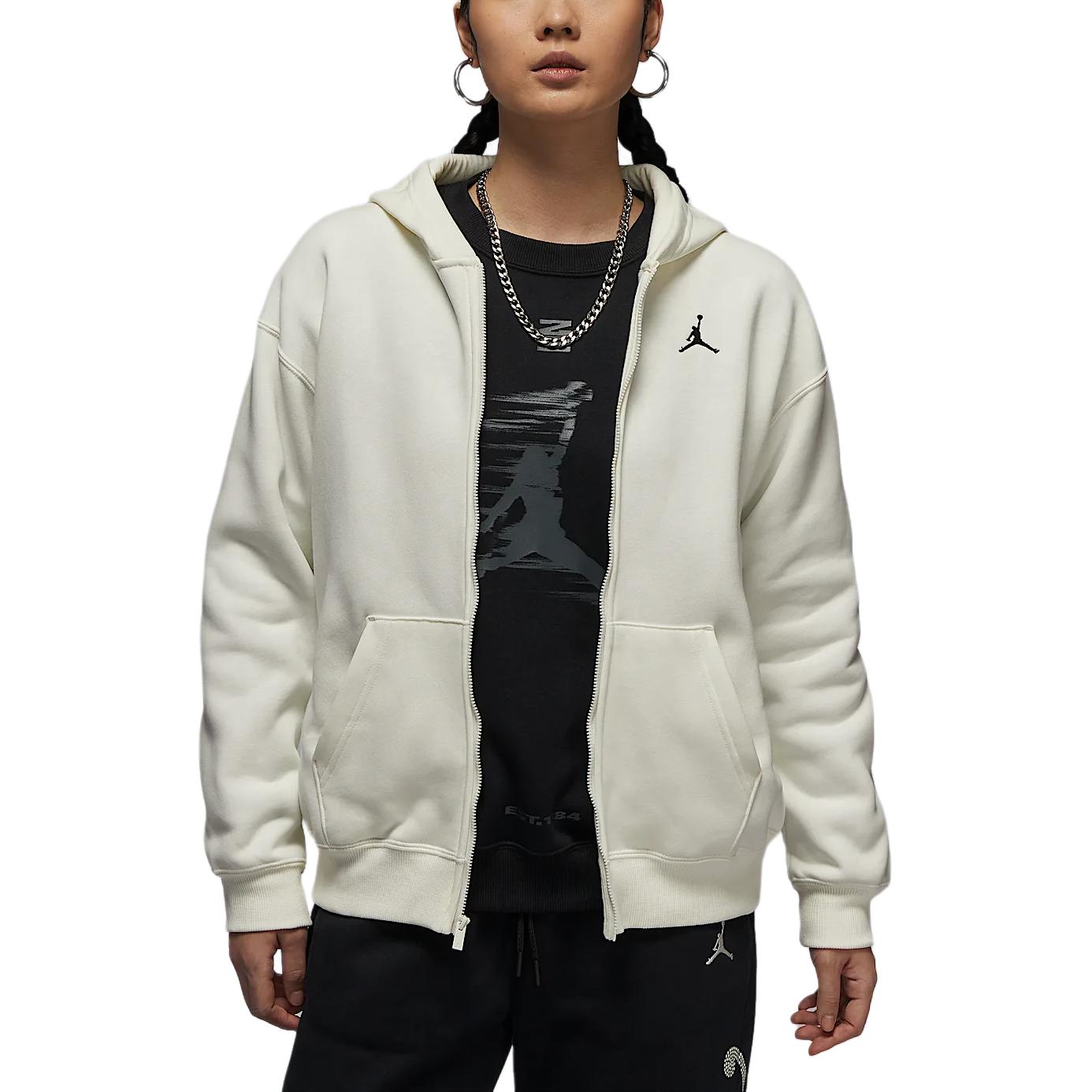 Jordan Бруклинская флисовая толстовка FW24 женская Canvas белый/черный — фото 3