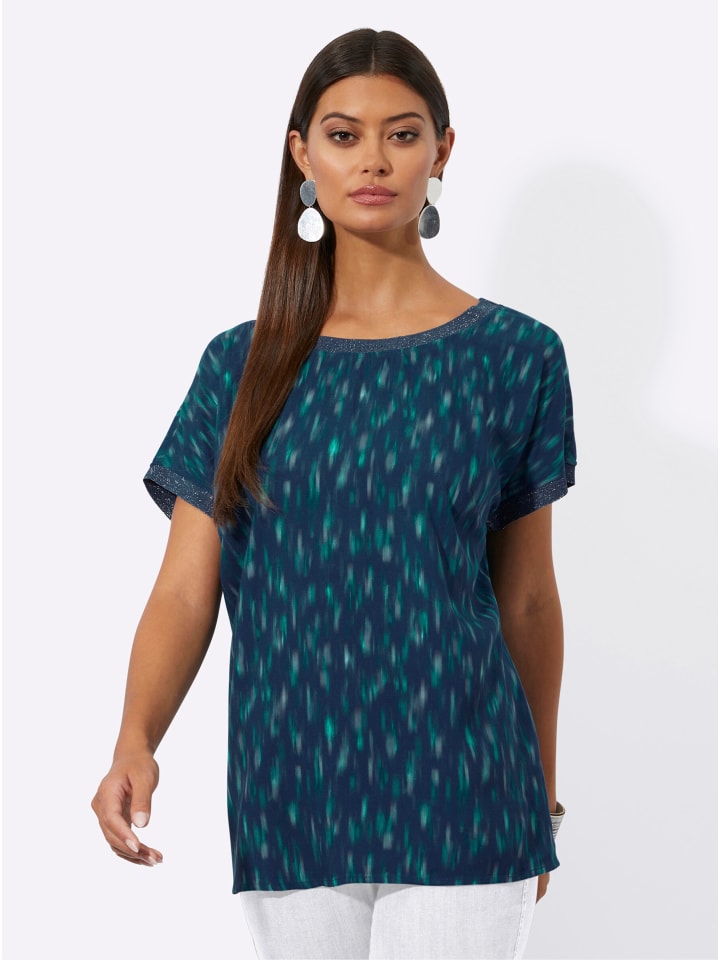 

Блузка с принтом темно-синего и шалфейного цветов creation L