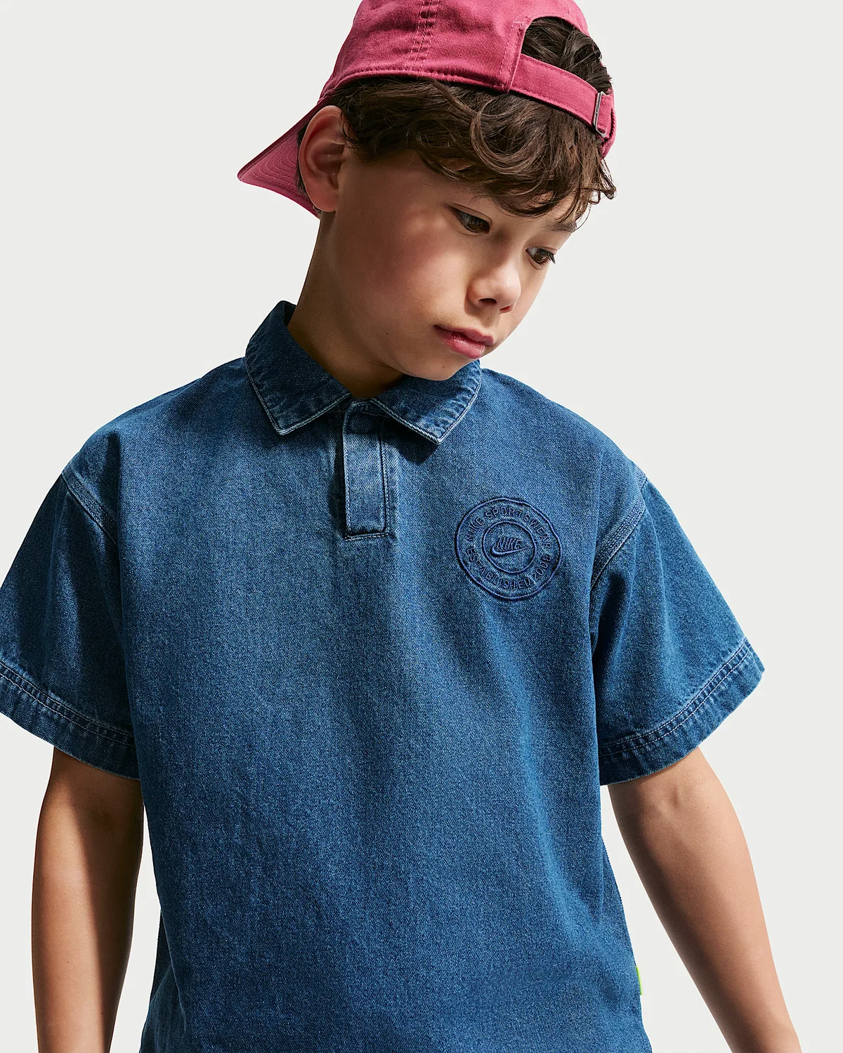Детские джинсовые шорты с коротким рукавом поло Nike Sportswear Collection, Mystic Navy/Mystic Navy/Aegean Storm/Coastal Blue — фото 3