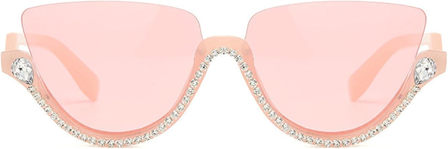 

Солнцезащитные очки Willochra в полуободковой оправе со стразами для женщин, солнцезащитные очки «кошачий глаз» с бриллиантовым блеском, хрустальные солнцезащитные очки, Pink