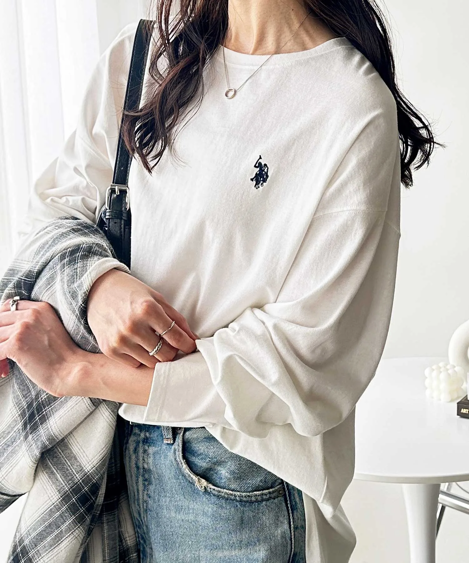 Унисекс футболка оверсайз с вышивкой U.S. POLO ASSN. GeeRA белая — фото 2