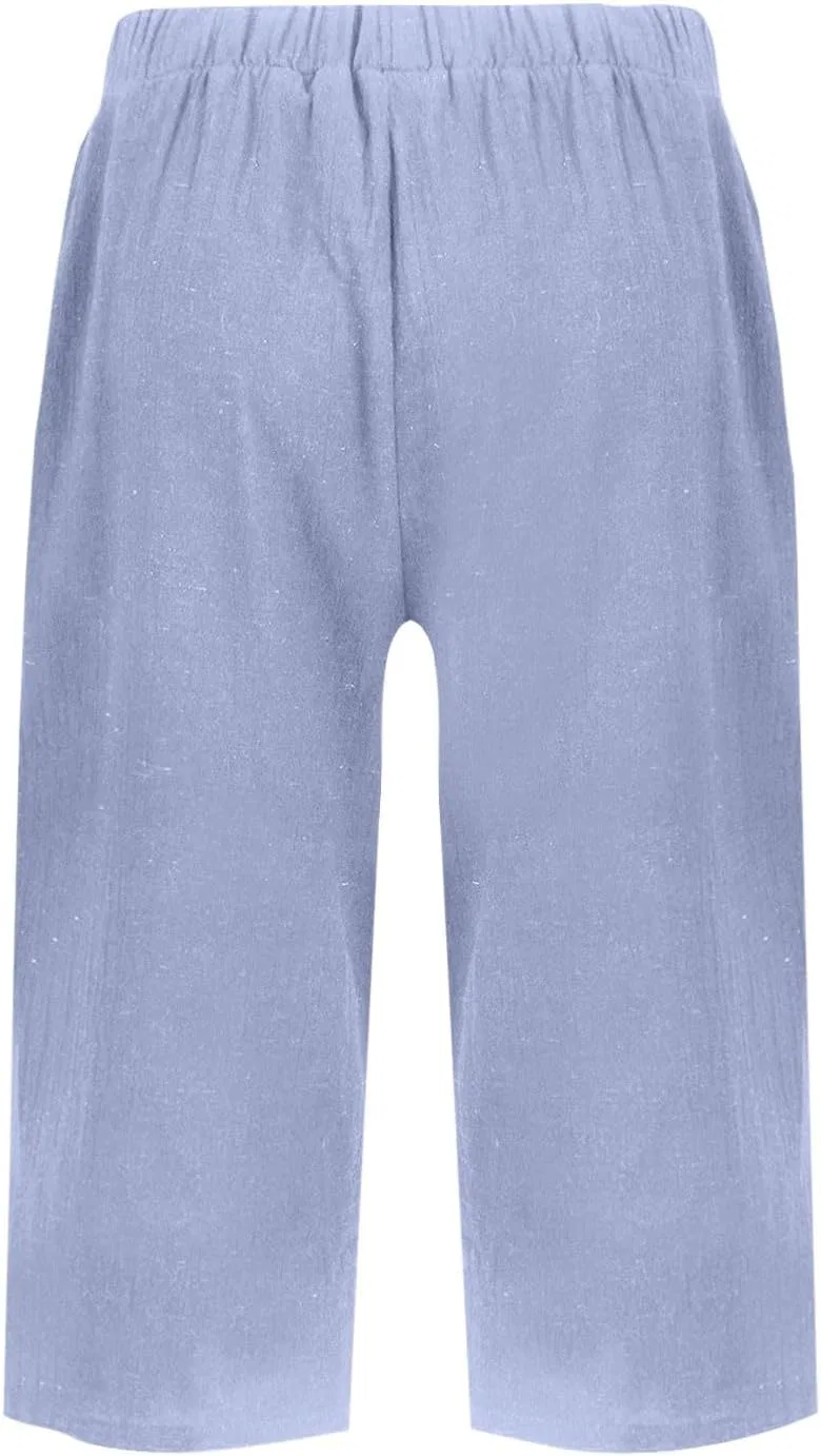 Шорты Active High Waisted Linen, Am006-light Blue — фото 4
