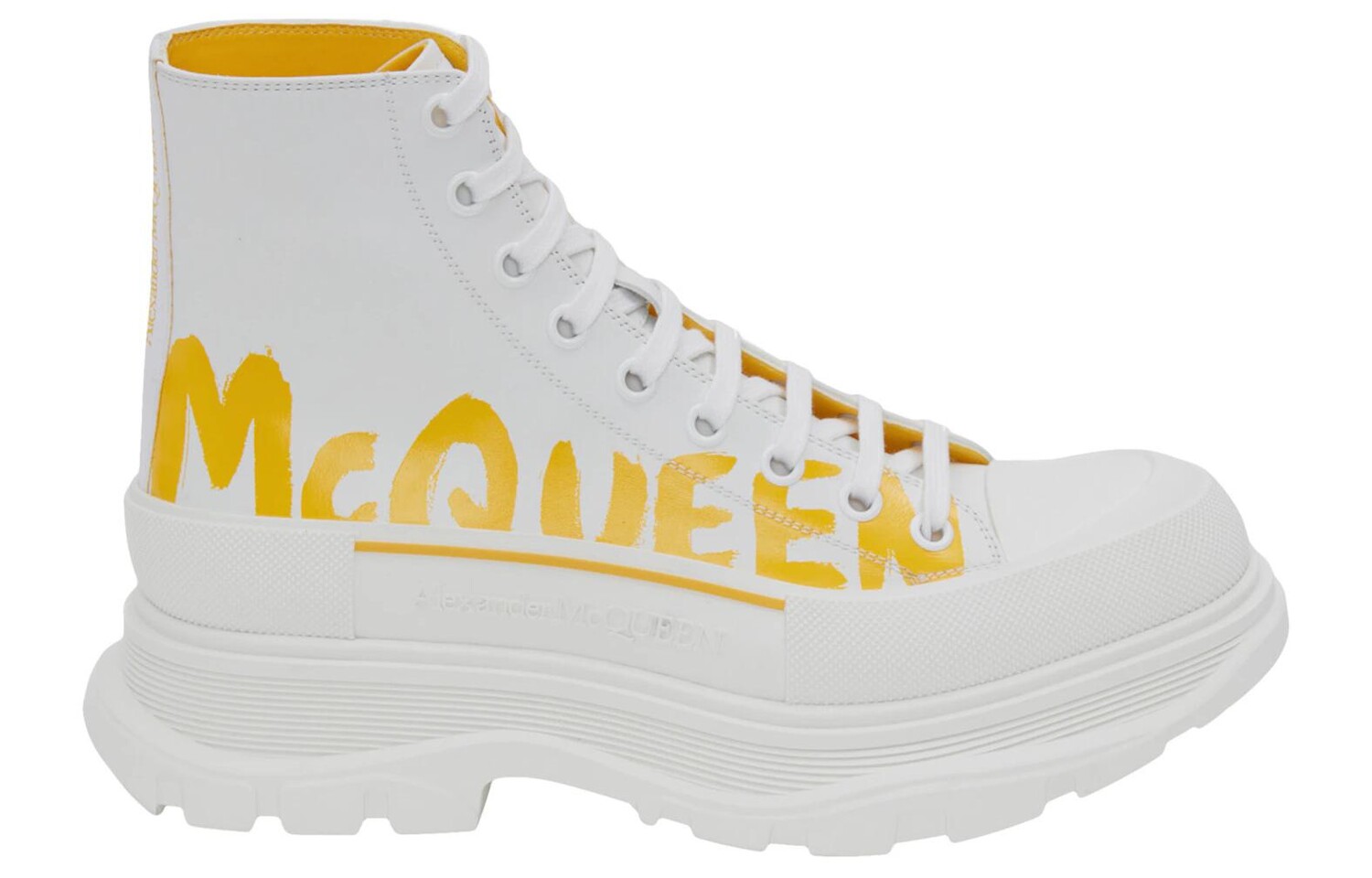 Кроссовки Alexander Mcqueen Slick с принтом, белый / желтый — фото 2