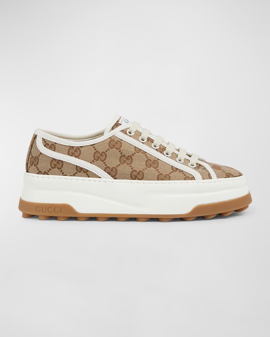 Кроссовки на платформе с низким берцем GG Canvas Gucci
