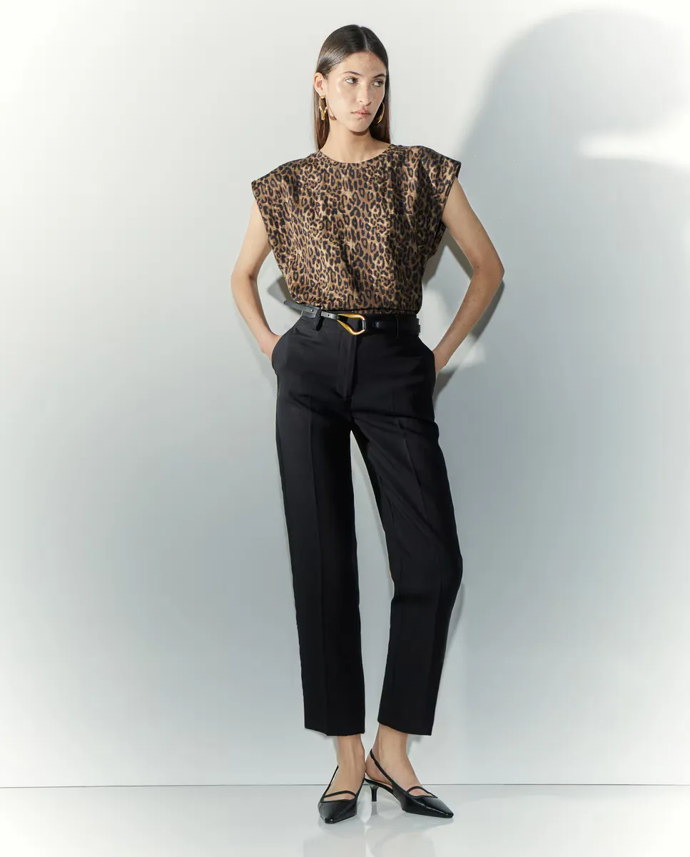 

Женские базовые классические брюки с льном Tintoretto, чёрный