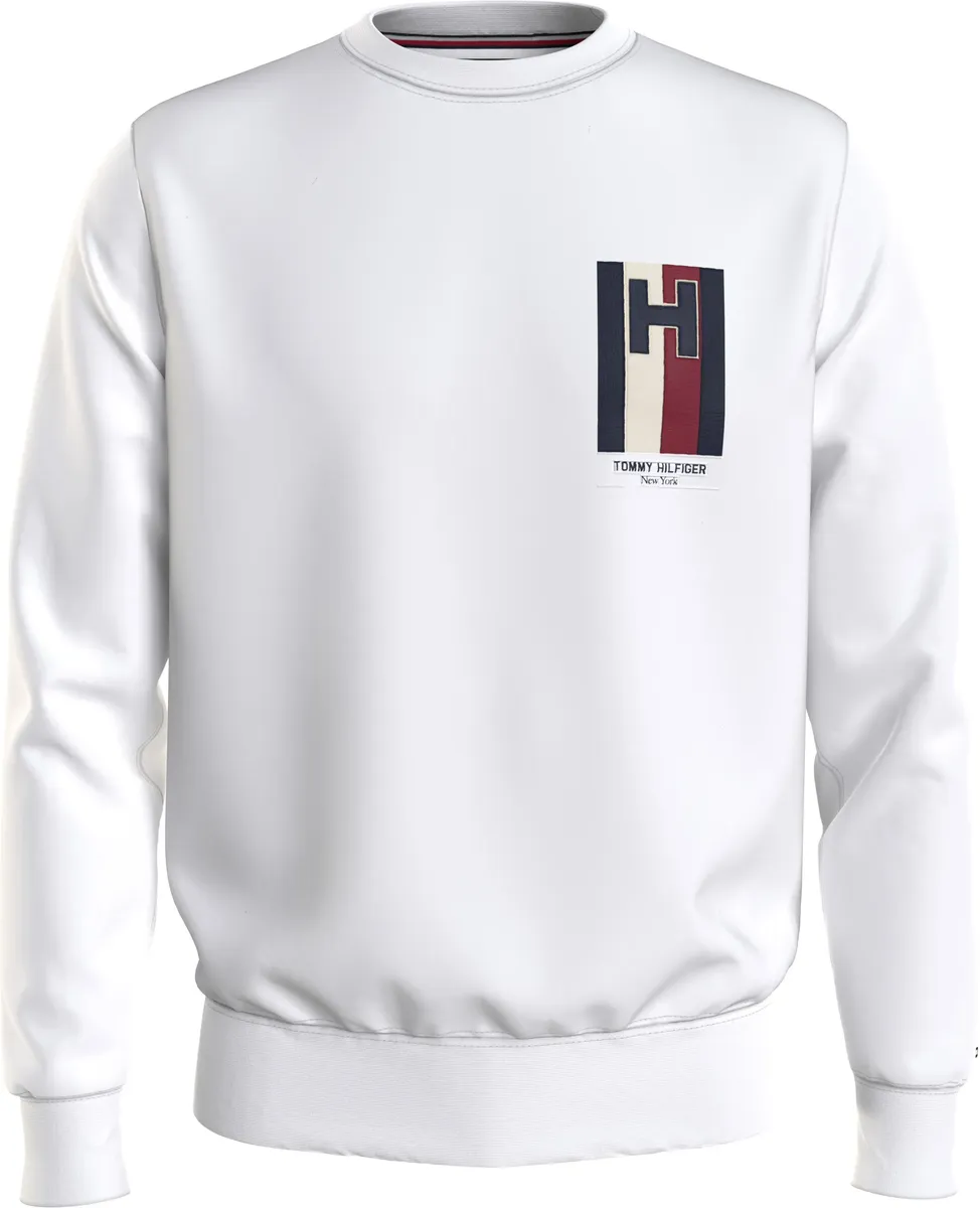 

Свитер Tommy Hilfiger "H EMBLEM CREWNECK" с эффектным принтом на груди, белый