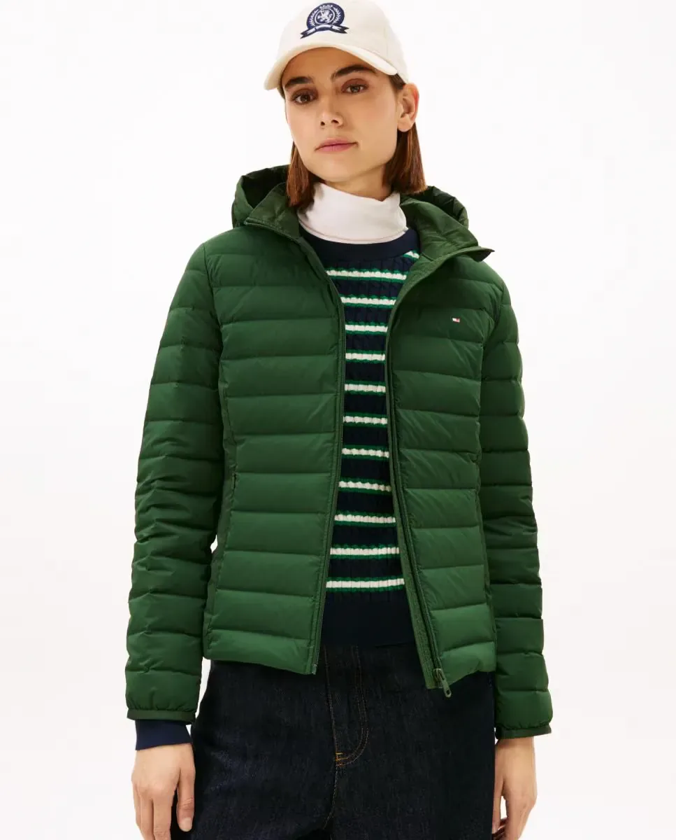 Женская стеганая куртка с капюшоном Tommy Hilfiger, бирюзовый
