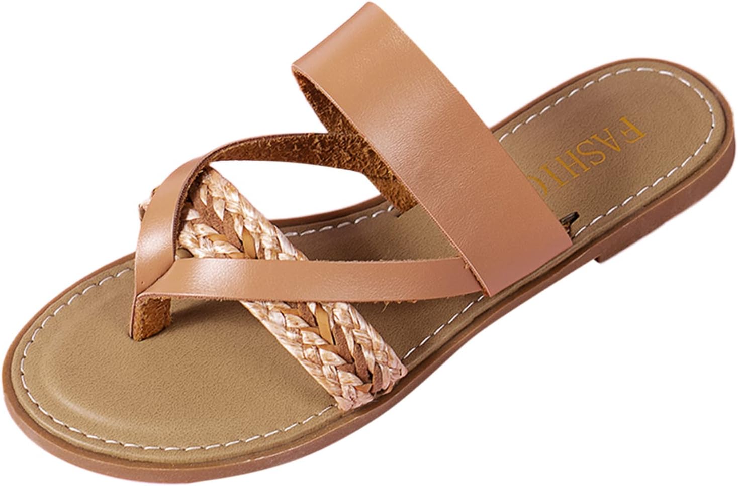 

Женские летние тапочки однотонные на шнуровке, с открытым носком, плоской мягкой подошвой, дышащие, подходящие для мужчин и женщин Generic, хаки