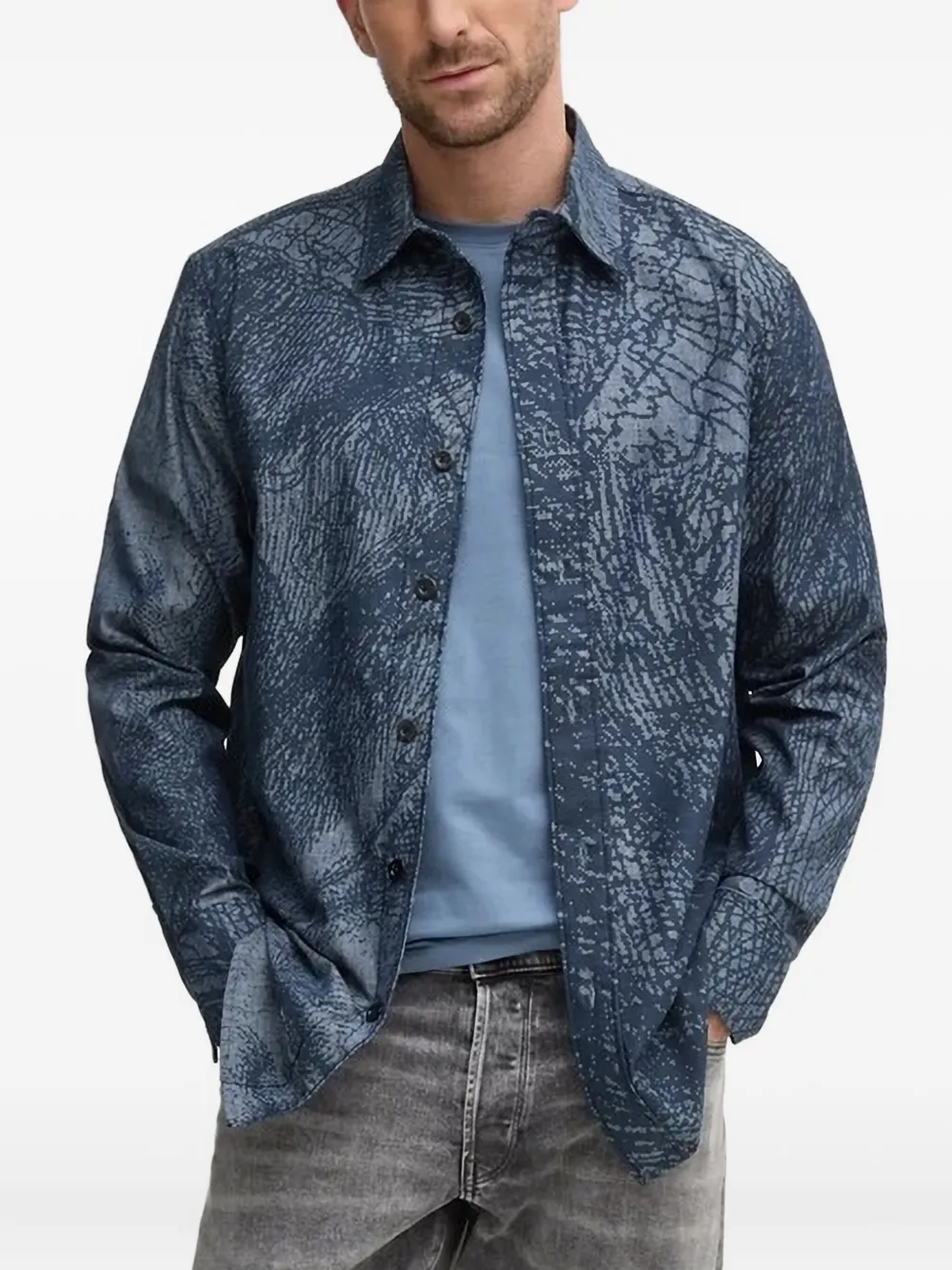 

Рубашка с длинными рукавами и абстрактным принтом G-Star Raw, синий