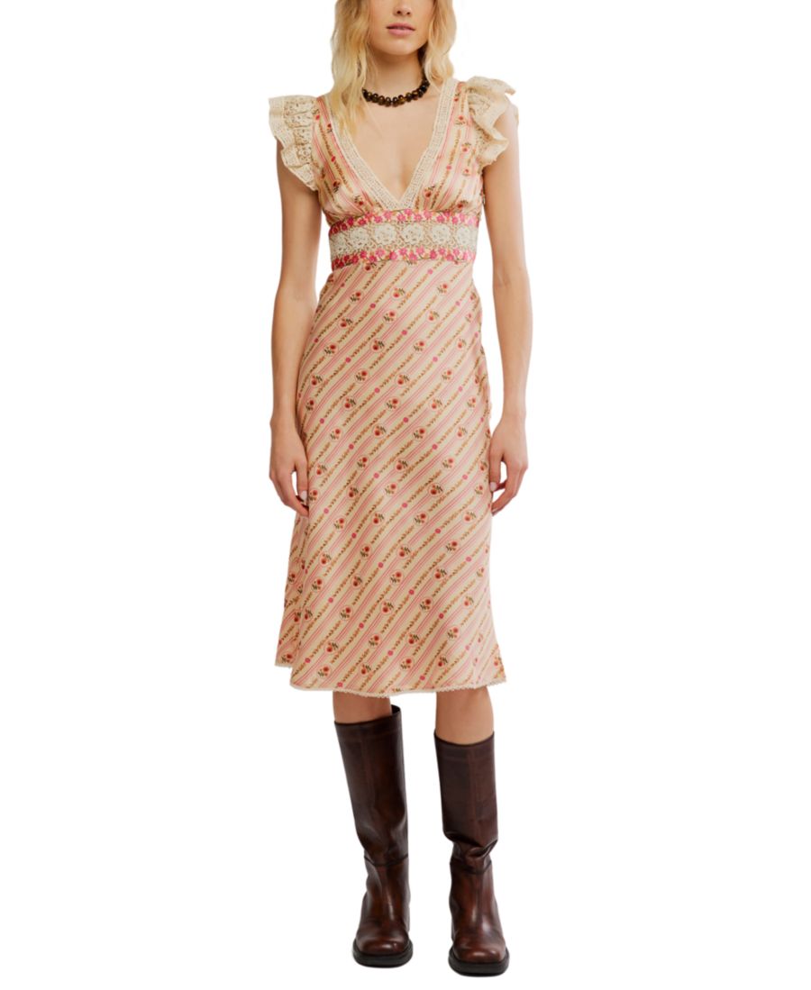 

Женское миди-платье Bali Belle с глубоким V-образным вырезом Free People, Soft Pink