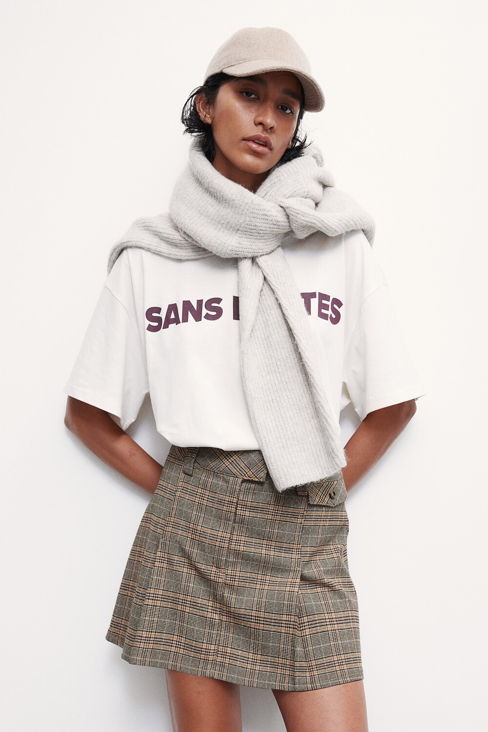 

Плиссированная юбка H&M, бежевый