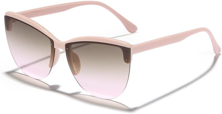 

Винтажные солнцезащитные очки «кошачий глаз» в полуободковой оправе для женщин и мужчин, панк-очки, роскошные розовые очки, сексуальные женские солнцезащитные очки HVTVTLA, Pink Tea Pink