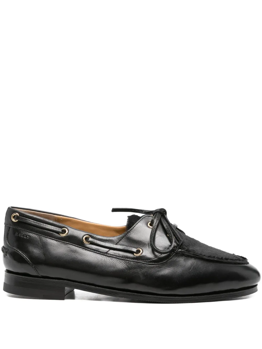 Кожаные лоферы на шнуровке Bally, черный