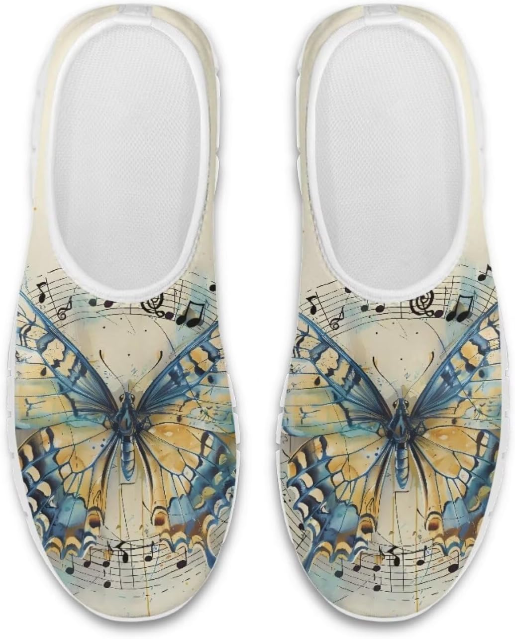 

Кроссовки Chaqlin с низким вырезом, без шнурков, повседневные, для бега, ходьбы и тенниса, модные лоферы для женщин и мужчин, широкие с мягким носком, сетчатые кроссовки, Butterfly Music Note