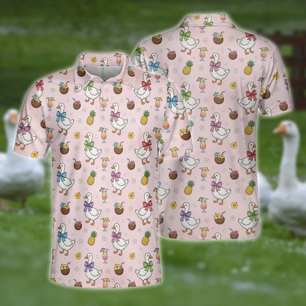Мужское поло Funny Goose с принтом гусей, цвета Goose_5 — фото 3