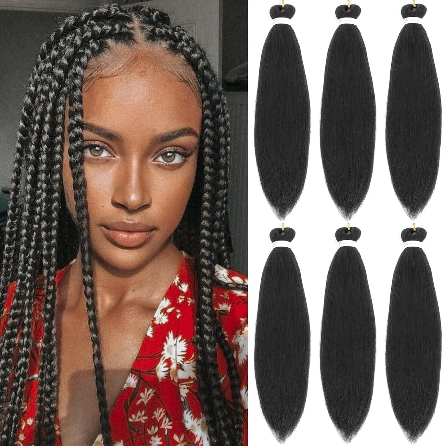 Наращивание волос для плетения EZ Braid, 16 дюймов, 6 упаковок Ssccory, 1B#