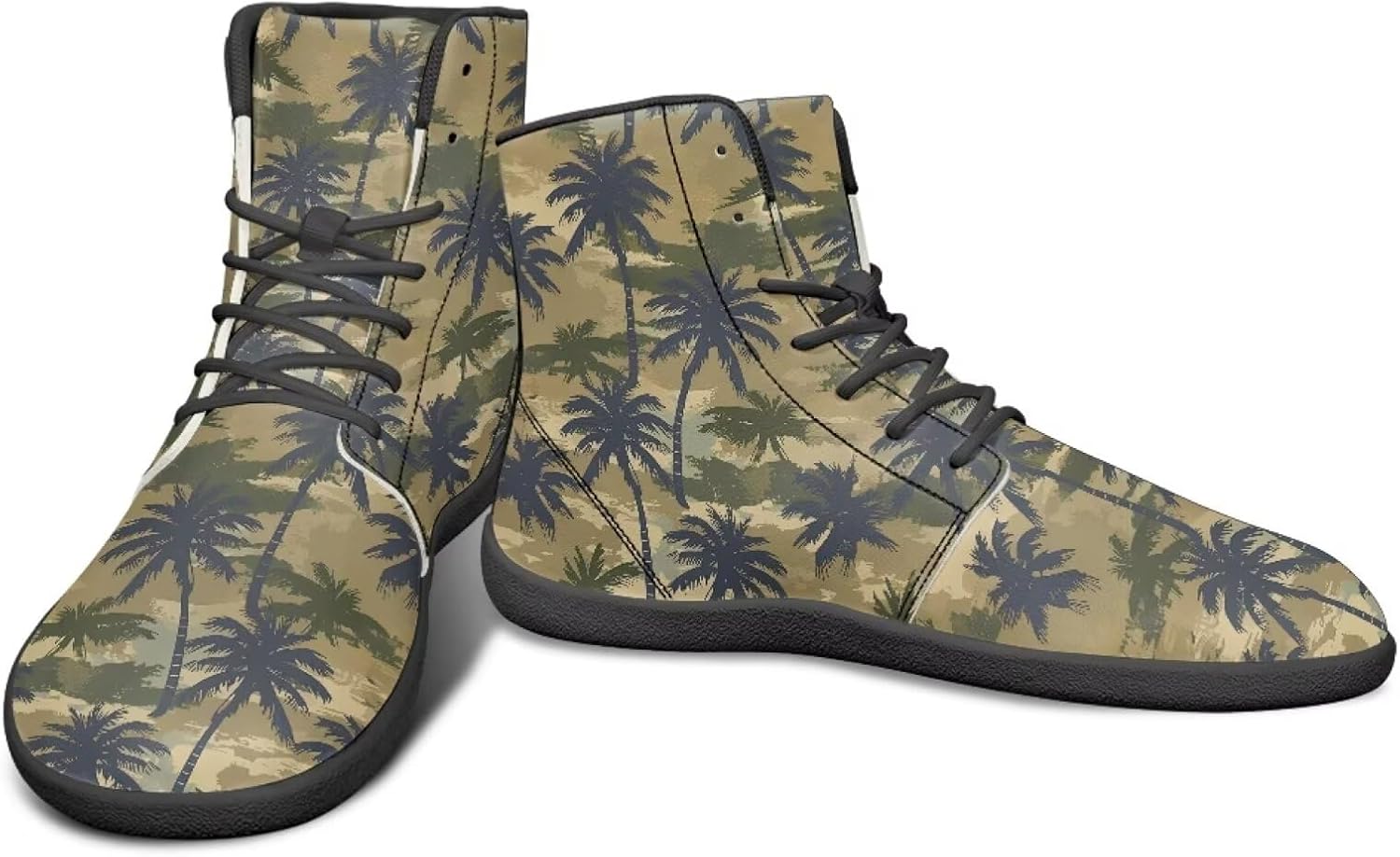 

Высокие кроссовки с цветочным узором и нулевым перепадом для мужчин и женщин, легкие минималистичные обувь для бега и походов Watdotory, Palm Tree Pattern