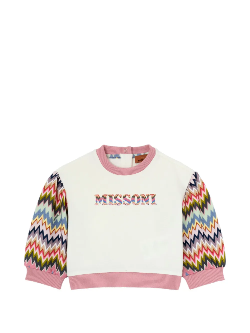 

Свитшот с рукавами в елочку Missoni Kids, бежевый