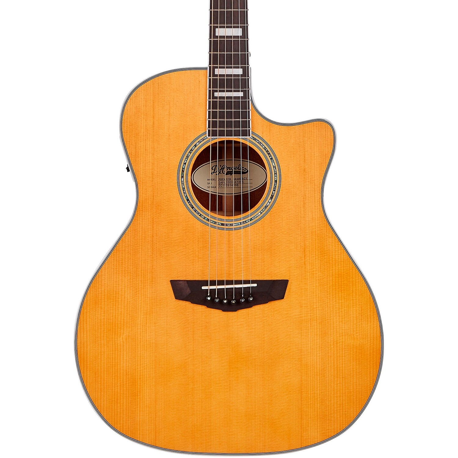 

Акустически-электрическая гитара D'Angelico Premier Series Gramercy Single Cutaway Grand Auditorium Vintage Natural