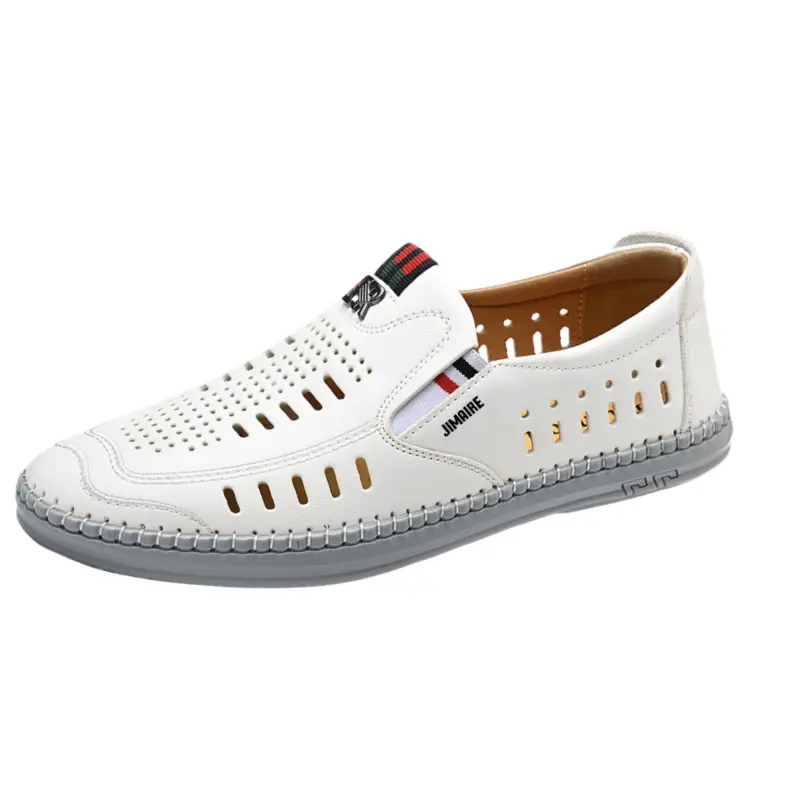 

King Jinmai Повседневные кожаные туфли мужские низкие коричневые с белым, цвет White
