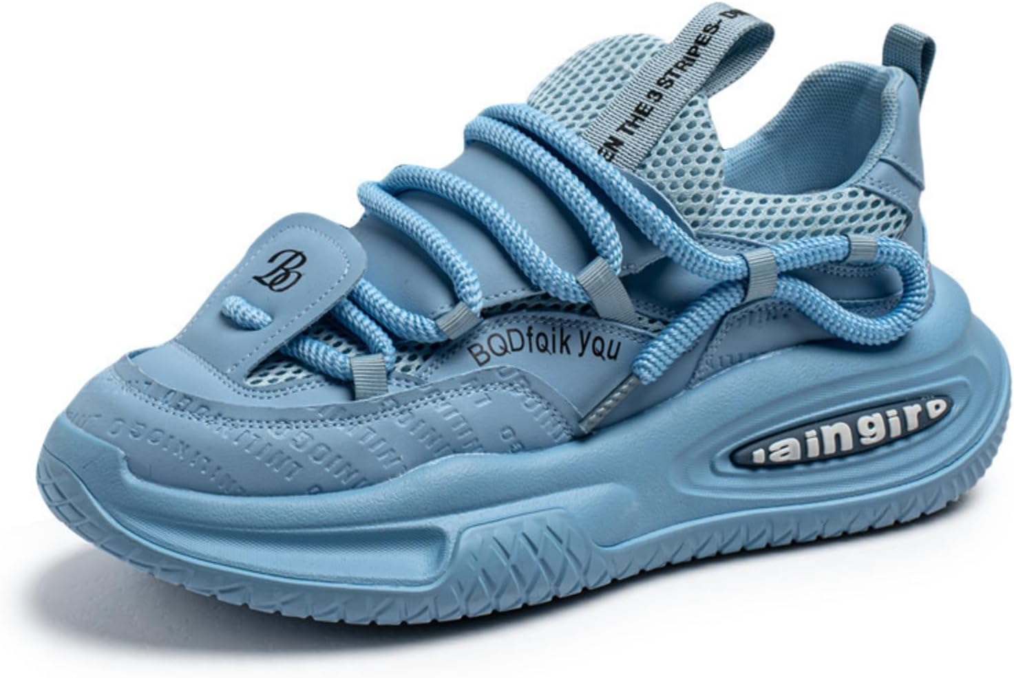 

Модные мужские кроссовки в стиле «папа» с толстой подошвой из натуральной кожи для спорта- дышащие низкие повседневные кроссовки с противоскользящей резиновой подошвой, подходят для повседневной ходьбы Azttoztto, синий