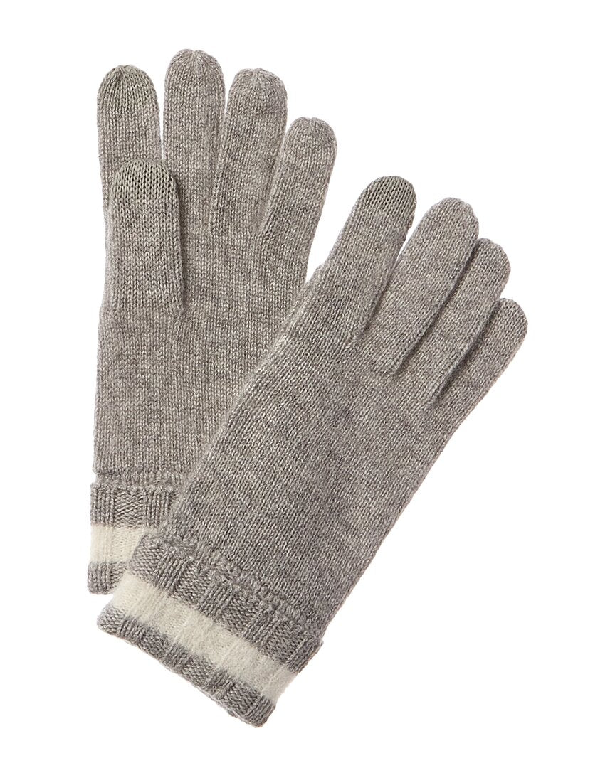 

Amicale Cashmere Fuzzy Stripe Rib Cuff Кашемировые перчатки, серый