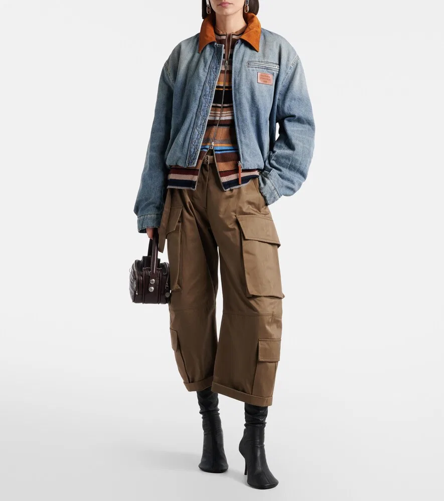 Джинсовая блузонная куртка из окры с замшевой отделкой Acne Studios, синий — фото 2