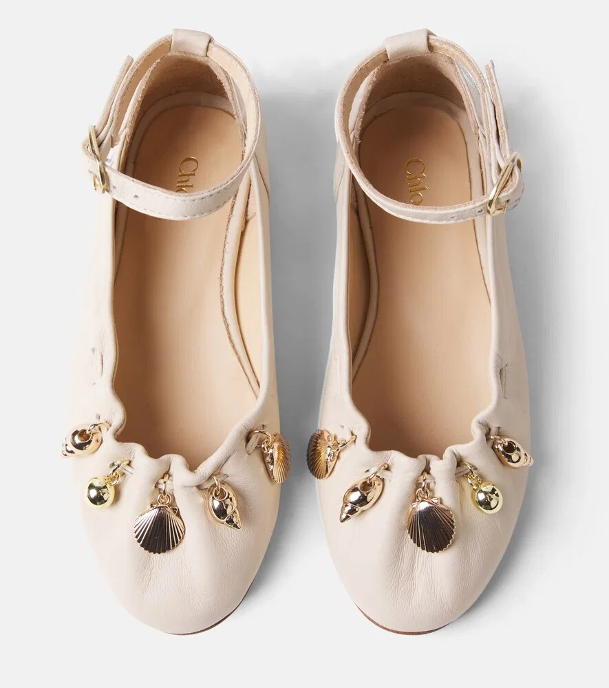 Балетки из декоративной кожи Chloé Kids, белый — фото 4