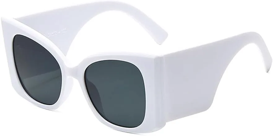 

Панк-солнцезащитные очки с широкими дужками для женщин, модные очки UV400, мужские панк-винтажные солнцезащитные очки UV400 для женщин TVTBBVV, White Grey