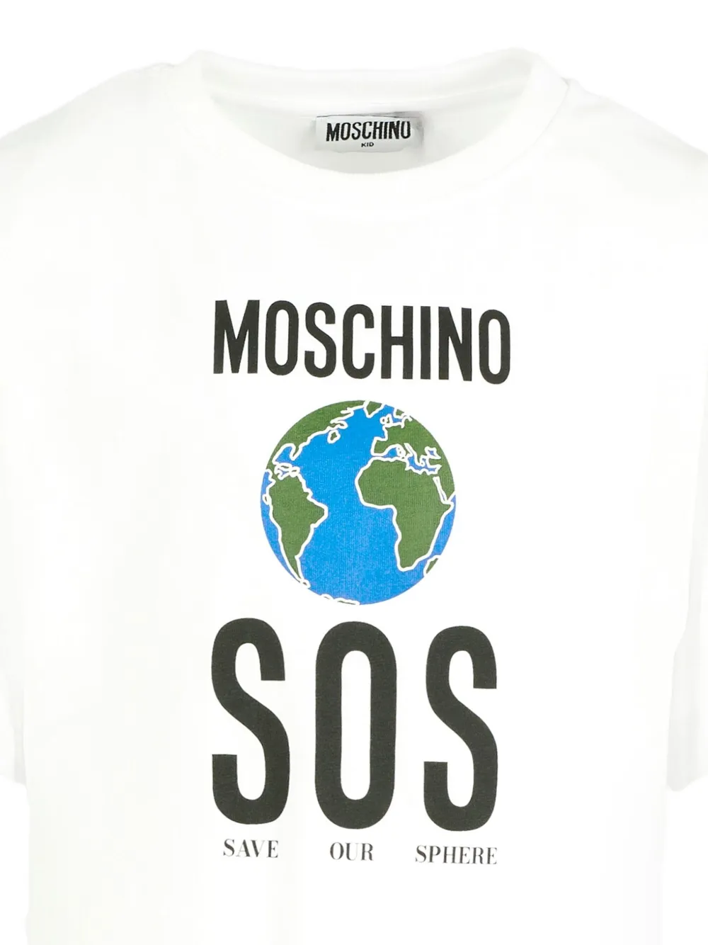 Футболка с короткими рукавами и принтом глобуса Moschino Kids, белый — фото 3