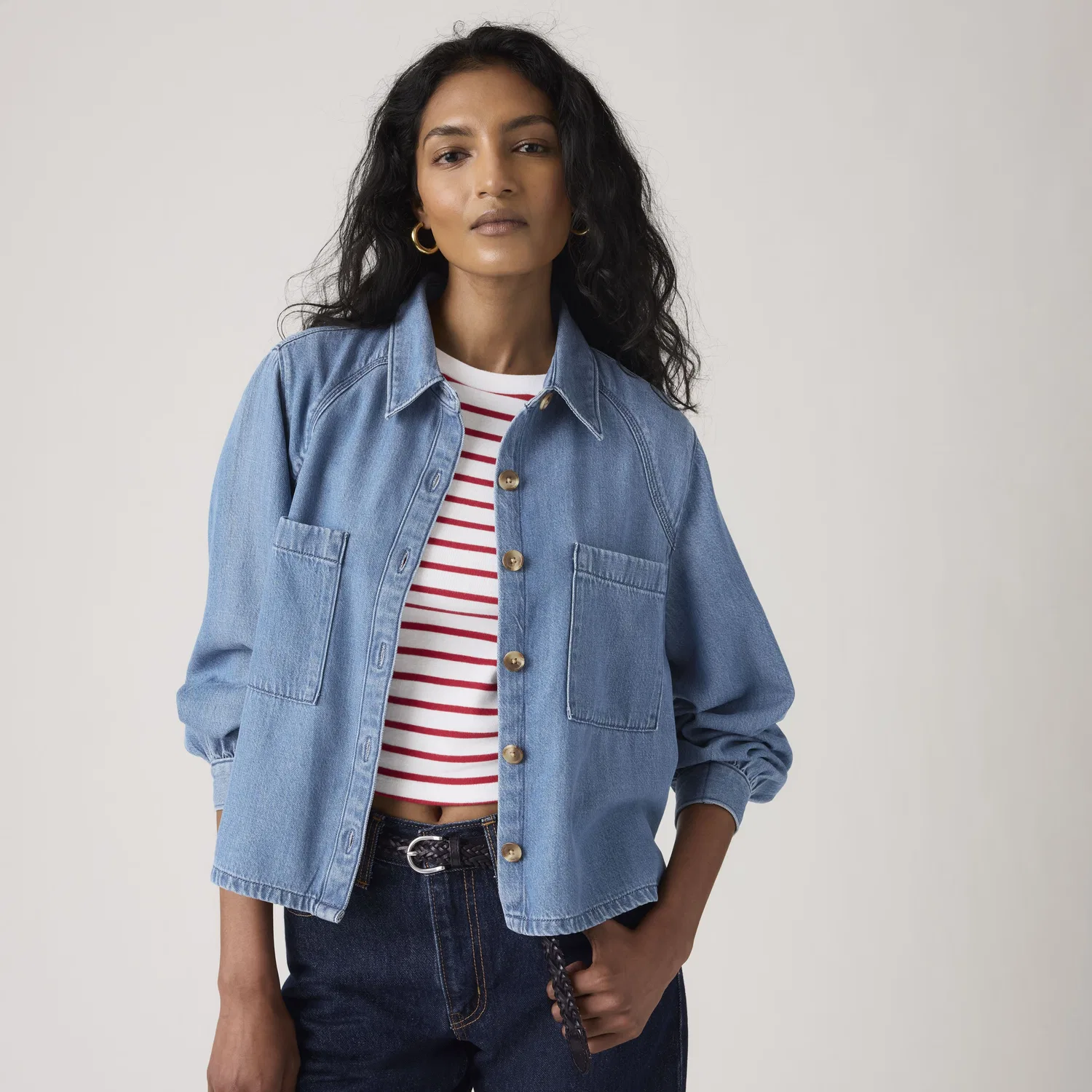 Миниатюрная рубашка с длинными рукавами в стиле милитари Levi's, Dark Wash