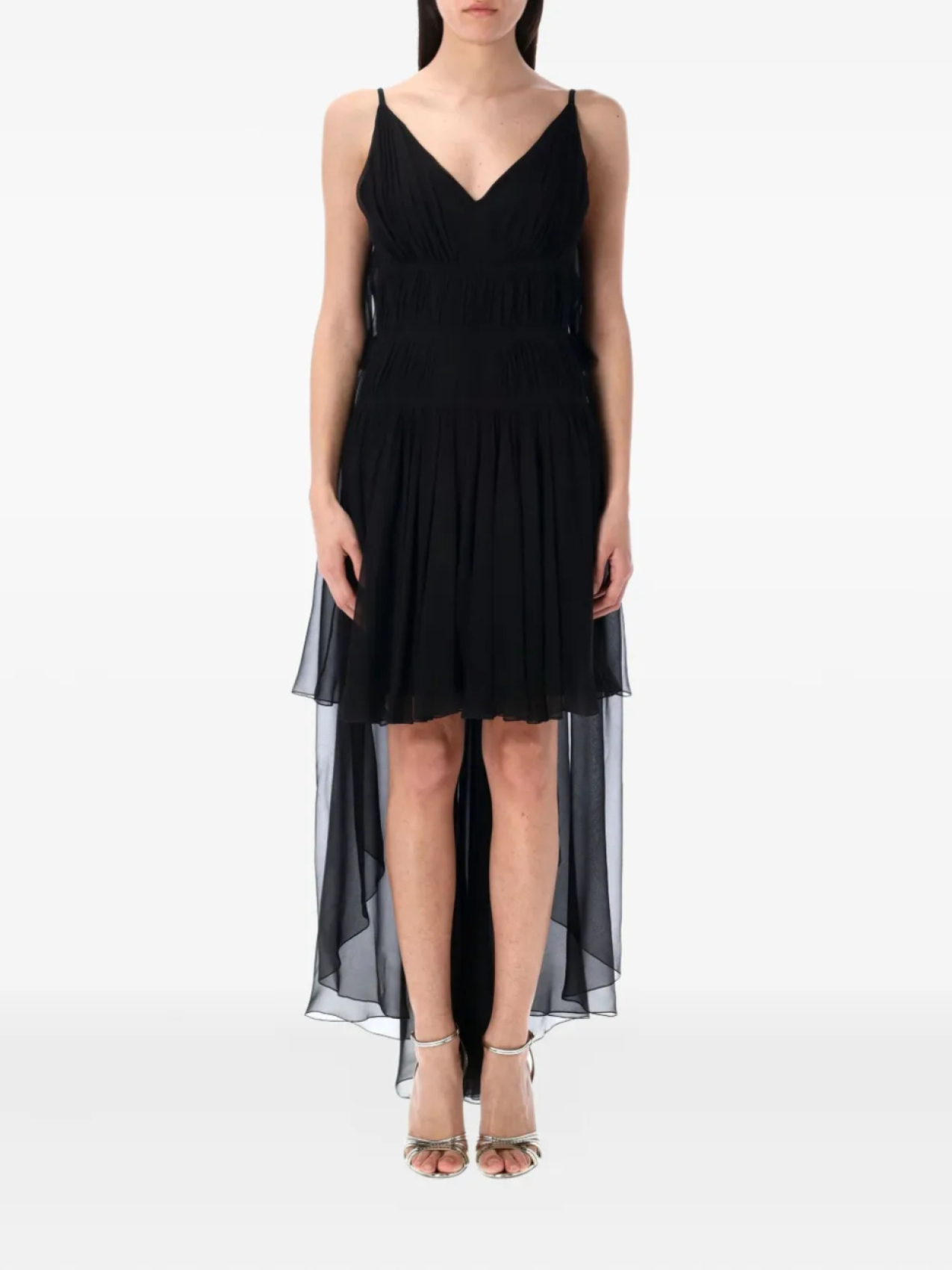 

Платье из шифона с драпировкой Alberta Ferretti, черный