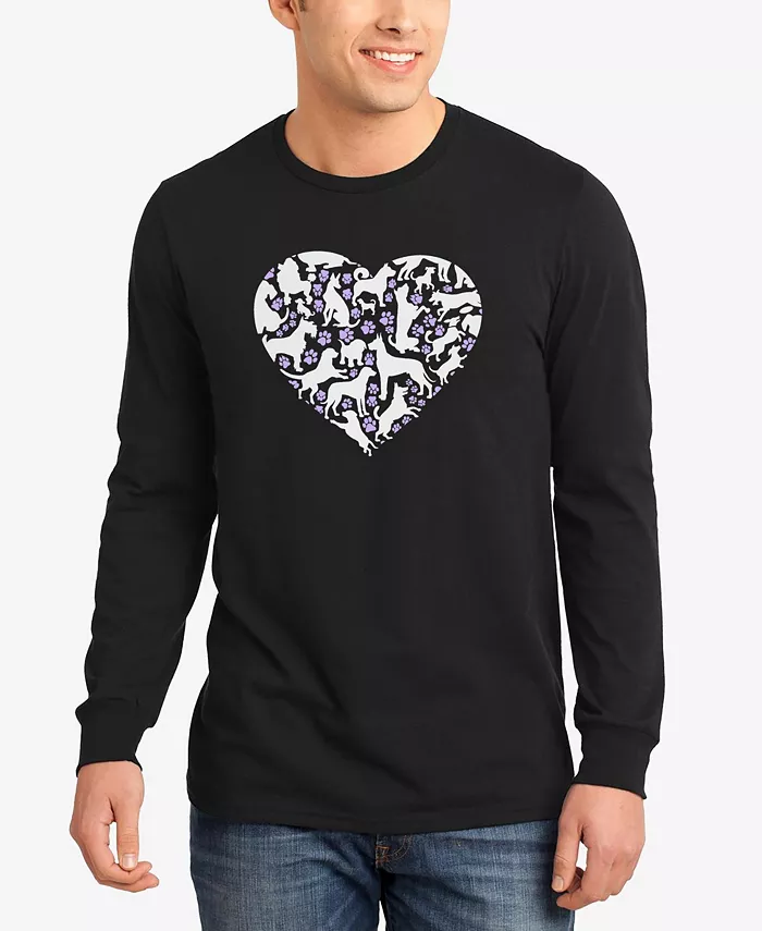 

Мужская футболка с длинным рукавом Dog Heart Word Art LA Pop Art, черный