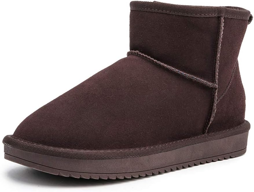 

Мужские и женские ботинки для снега зима теплые с утеплителем из меха наружные водонепроницаемые ботильоны против скольжения Asifn, Coffee