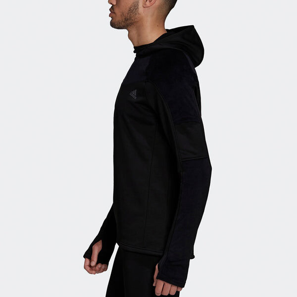 Толстовка men's warm hooded sports black Adidas, черный — фото 4