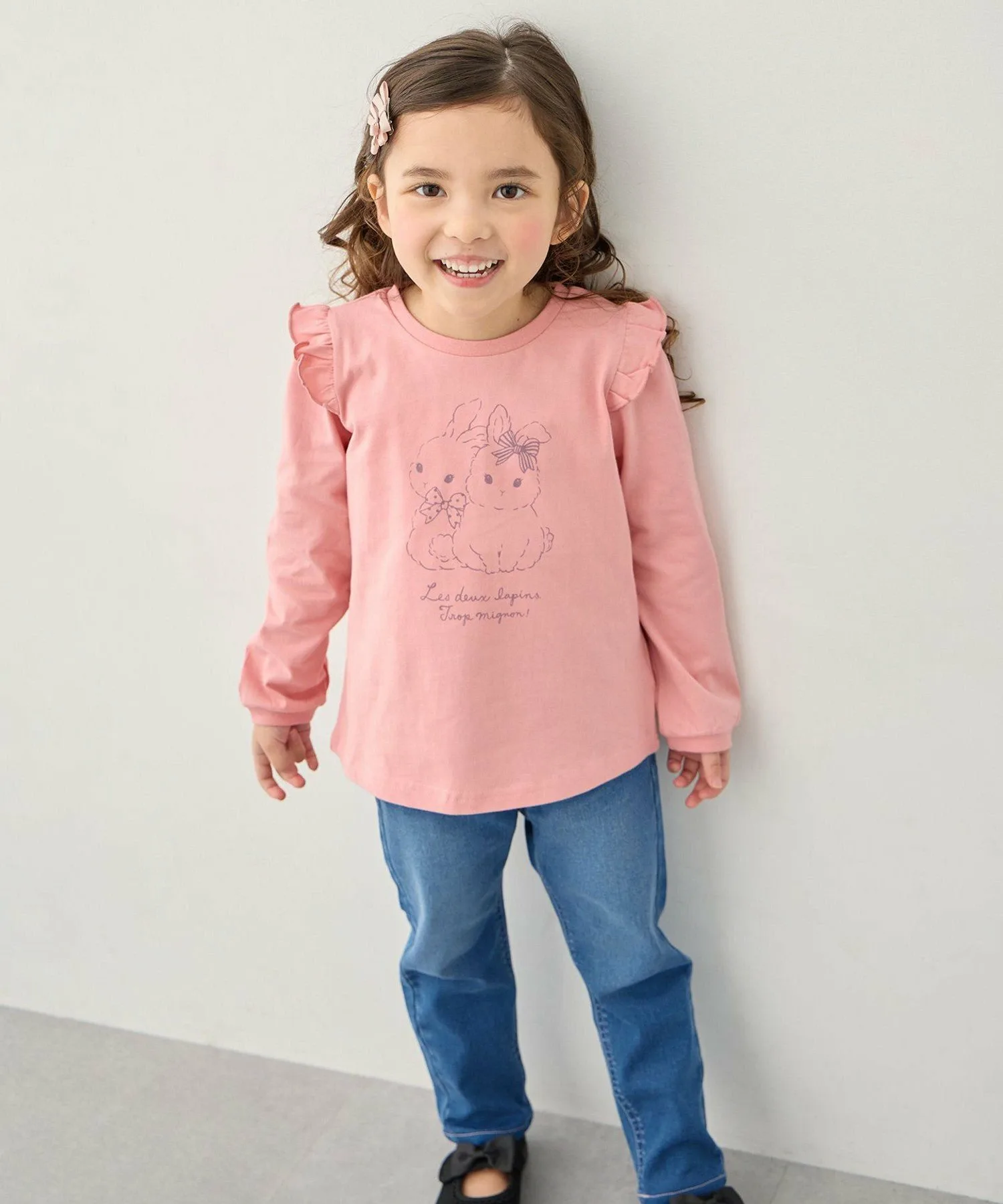 Футболка с длинным рукавом 7days Print ANY KIDS, Pink x Rabbit [012] — фото 2