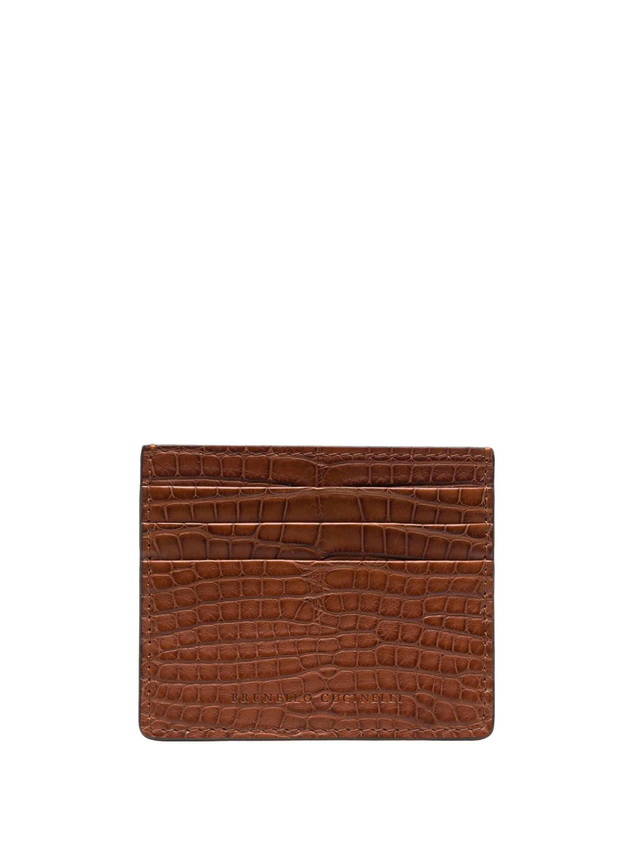 

Картхолдер с тиснением под кожу крокодила Brunello Cucinelli, коричневый