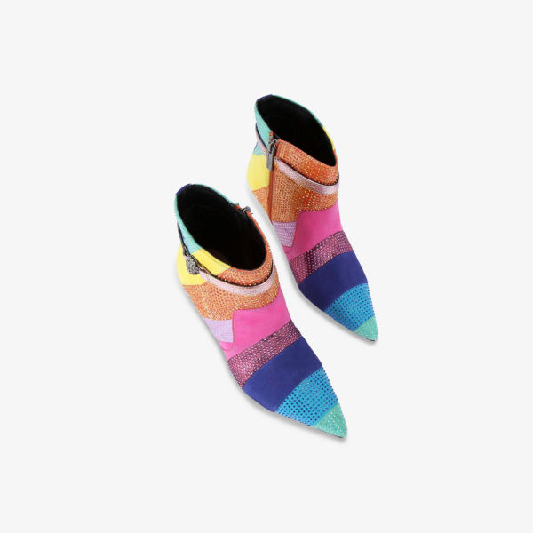 Босоножки замшевые Kurt Geiger London с бантами, розовый / синий — фото 2