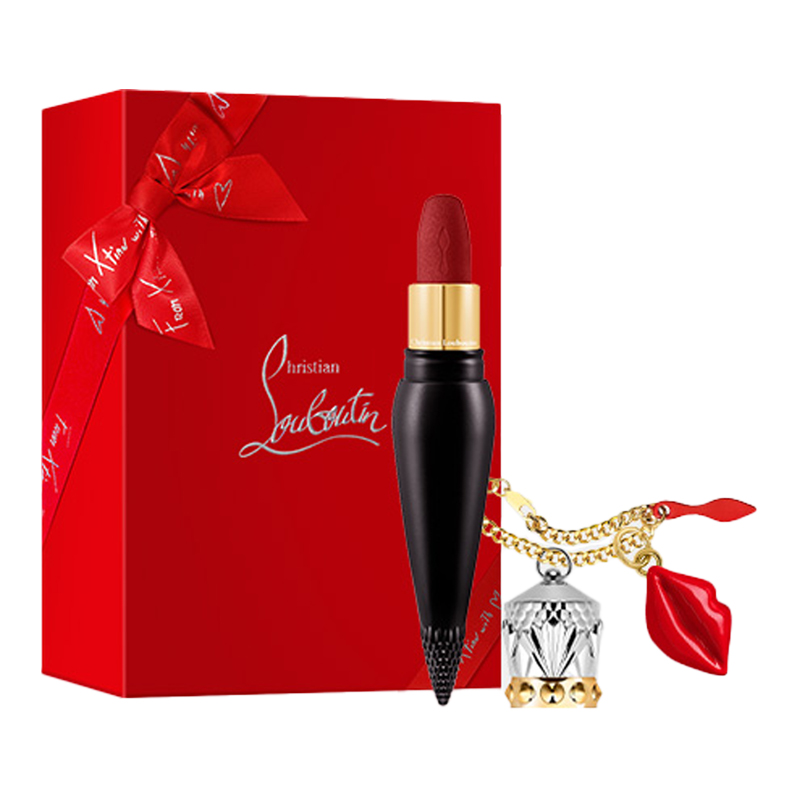 Christian Louboutin Помада CL Custom Box Queen's Baton Soft Matte, легко растушевывается, 318M+, короткая цепочка, красные губы — фото 4