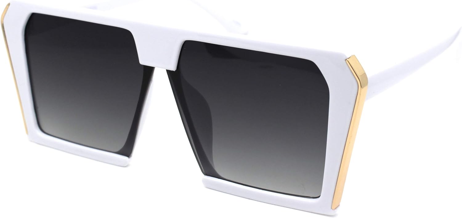 

Женские солнцезащитные очки большого размера с геометрическим рисунком, плоской верхней частью, квадратными металлическими боковинами и защитой от УФ-излучения UV 400 PASTL, White (Smoke)