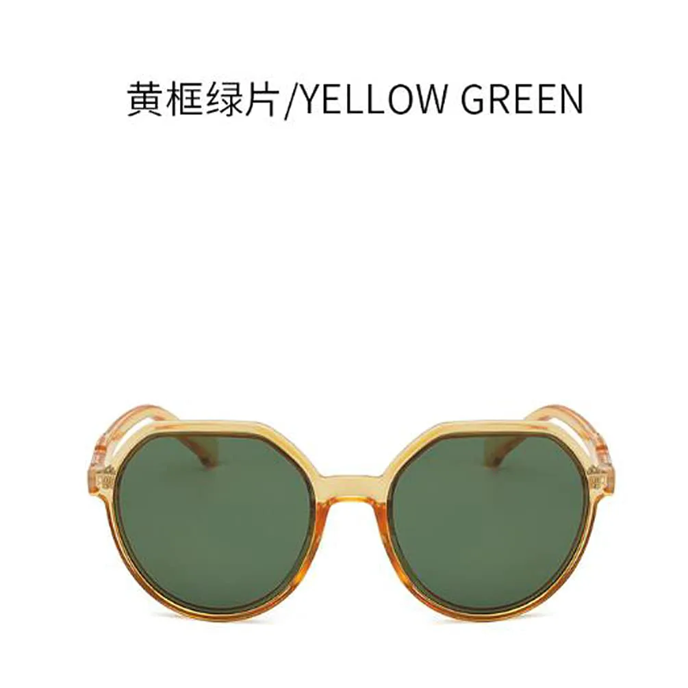 

Женские солнцезащитные очки в многоугольной оправе, ретро-стиль, для маленького лица, коричневые (желтая оправа, зеленые блестки) Weloveushop, Green,brown