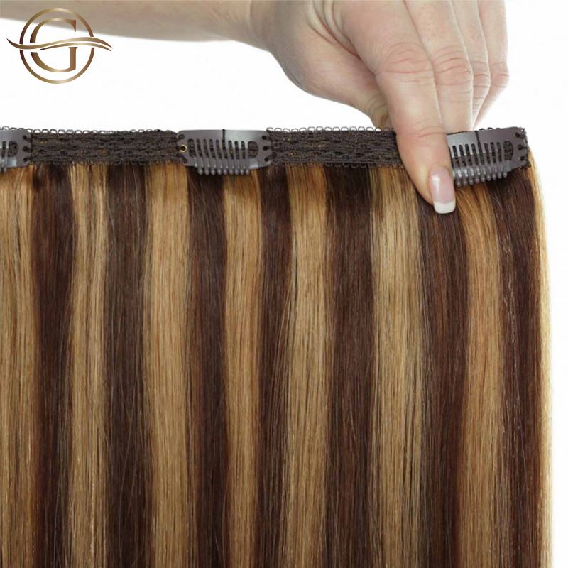 Накладные волосы gold24 clip-in extensions #4 braun - 60 cm Gold24, #4/27 braun/blond mix - 50 cm, количество 1 шт. — фото 2