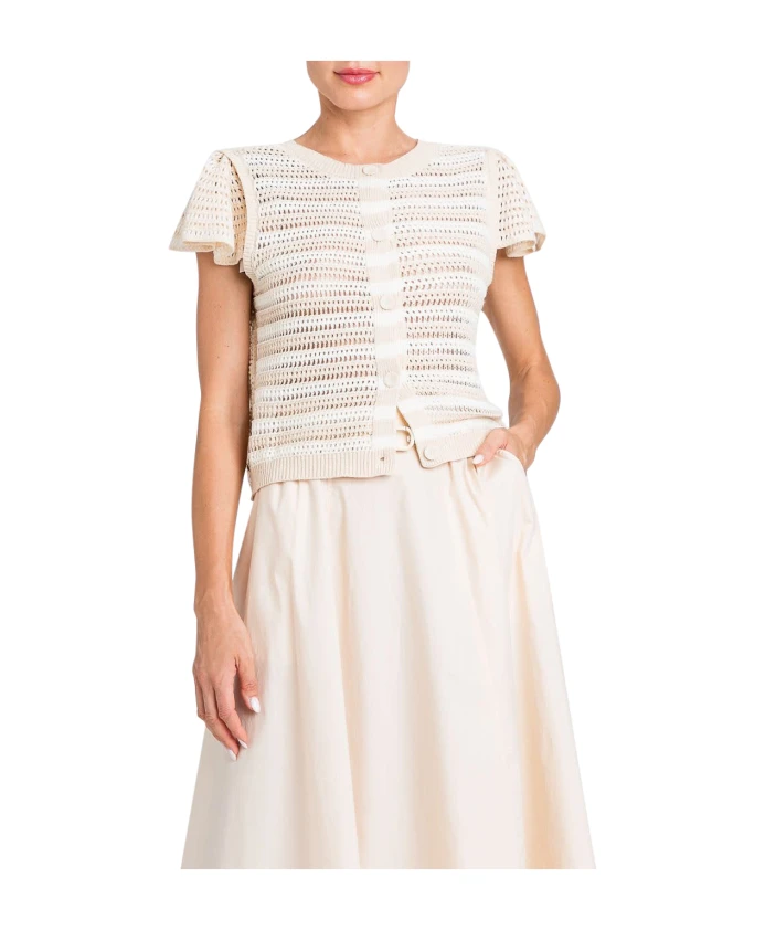 

Белый свитер с цветочным принтом и пуговицами. Twinset, розовый