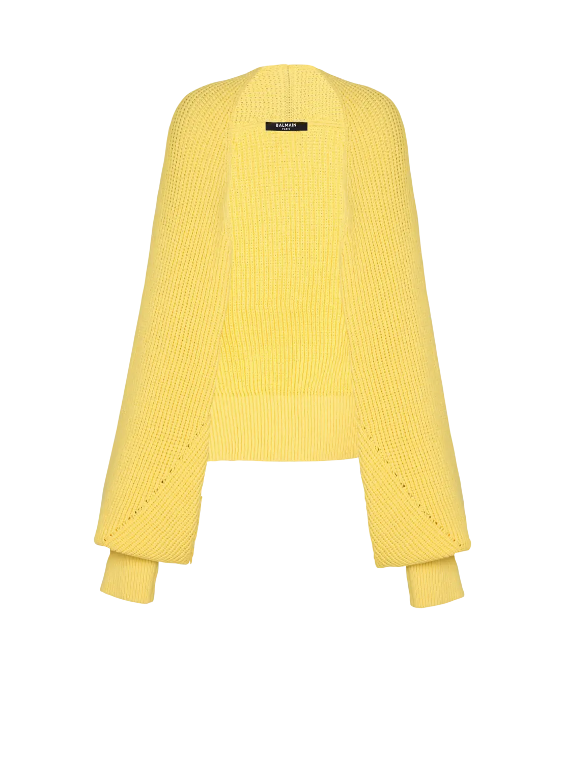 

Вязаный болеро-кардиган в рубчик Balmain, желтый/черный