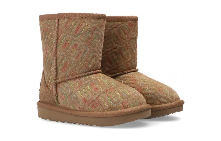 UGG Детские сапоги с низким голенищем из замши цвета светлой умбры — фото 4