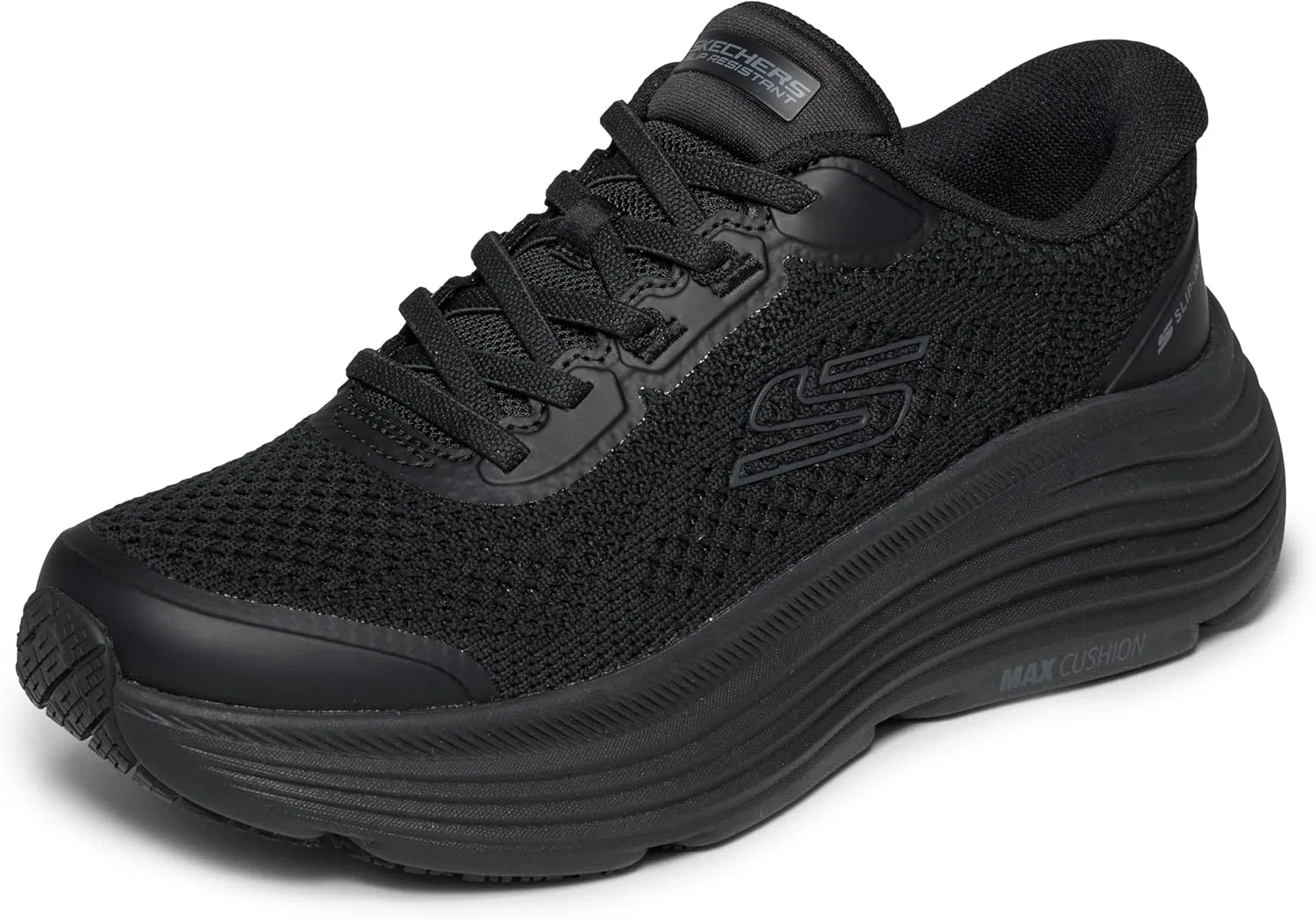 Кроссовки Skechers Men's Knit Bungee Max Cushioning Endeavour Sr Hands Free Slip Inshoe for Healthcare, Black