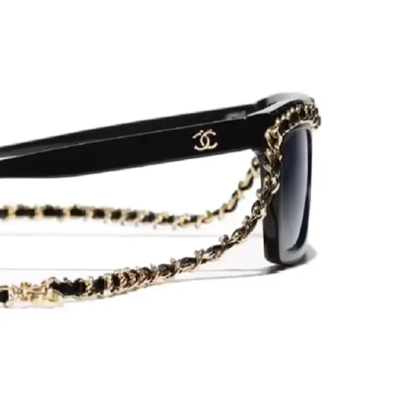 CHANEL Неправильной формы солнцезащитные очки унисекс черные, Black — фото 3