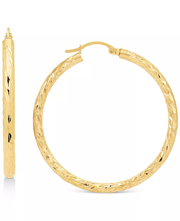 

Текстурированные круглые серьги-кольца среднего размера из 14-каратного золота, 40 мм Macy'S, gold