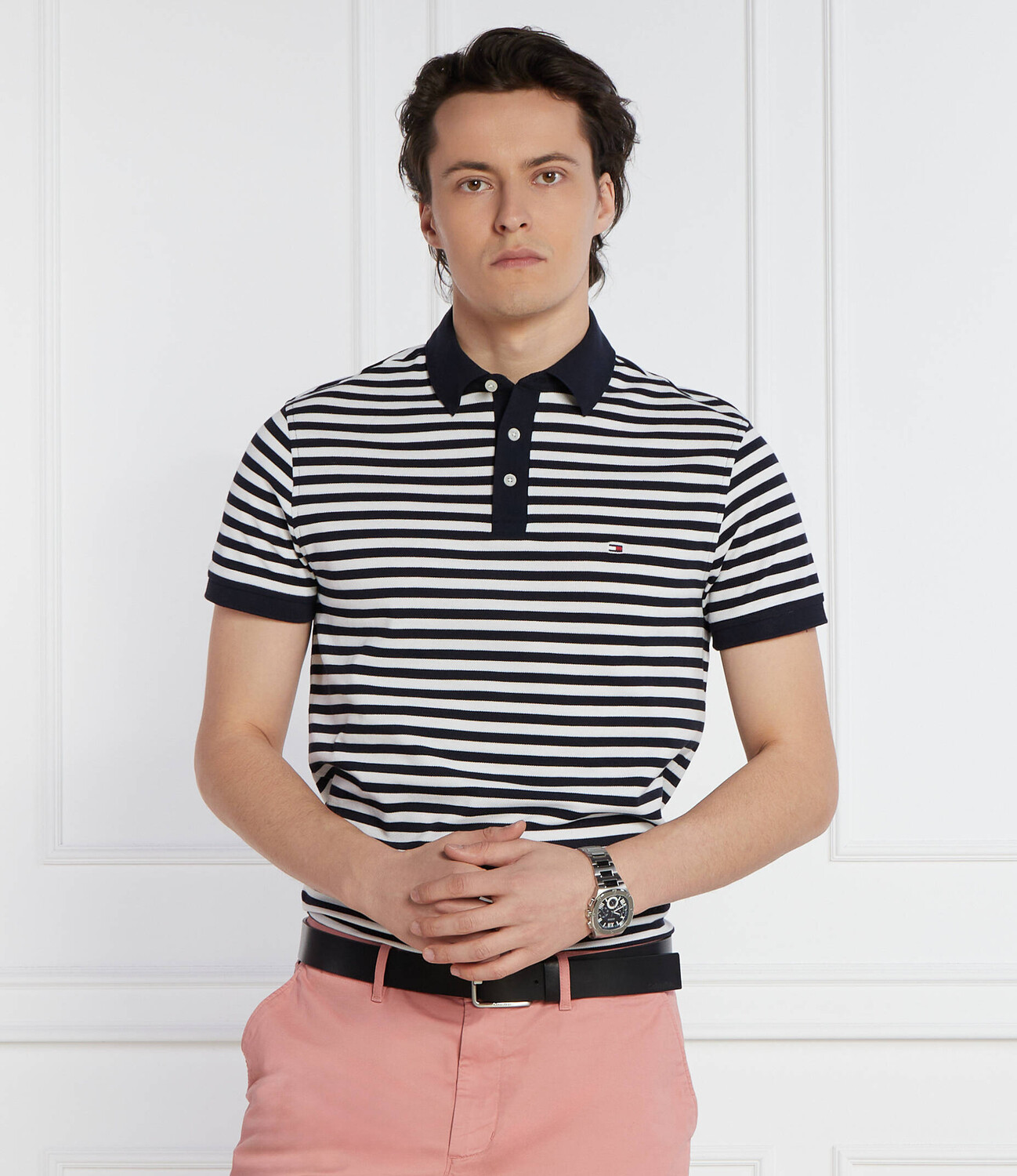 Поло Tommy Hilfiger Slim Fit pique, темно-синий — фото 3