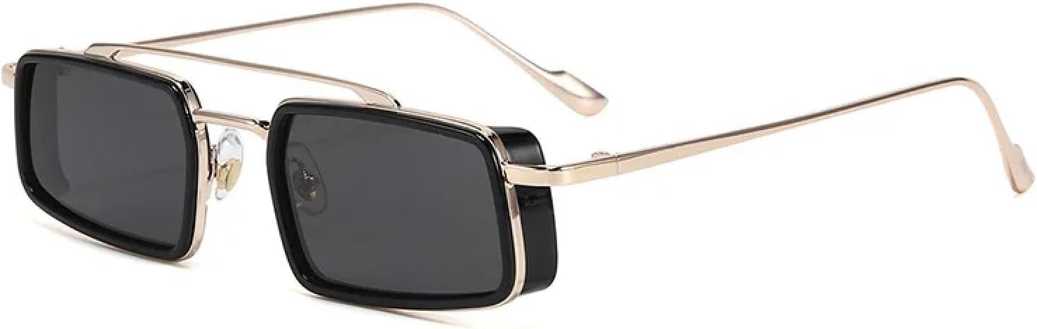 

Солнцезащитные очки с защитой от УФ-излучения UV400 для женщин и мужчин | Панк, двойные переносицы, маленький размер | для занятий спортом на открытом воздухе DSVIGF, Golden Grey